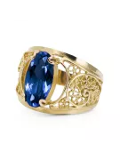 Zafiro Oro amarillo de 14 quilates Anillo Estilo vintage vrc057y